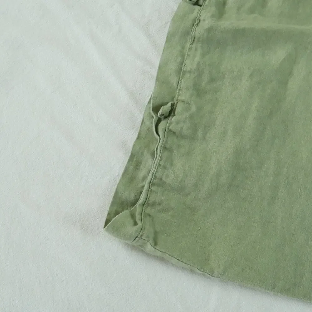 Simple Opulence 100% Linen Pillowcase Button Closure Green King 35” x 20” Modern